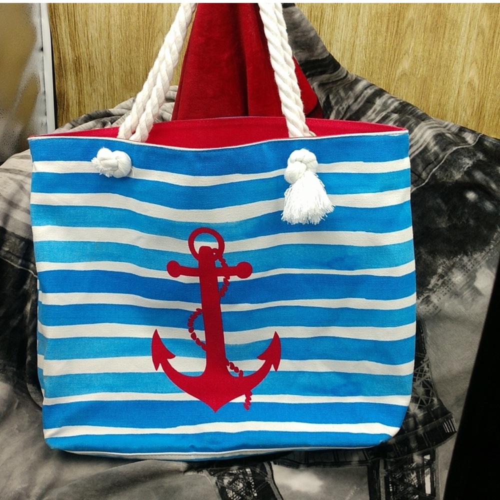 Final Sale! BARNES AND NOBLE bookstore nautical tote/ Anchor